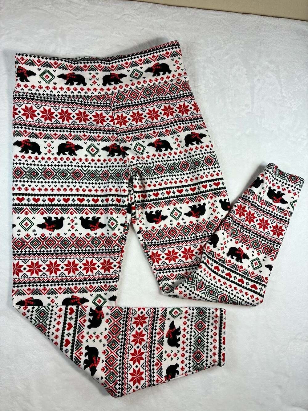 No Boundaries Fleece Lined Bear Leggings Size
L/G 11-13 Holiday Christmas